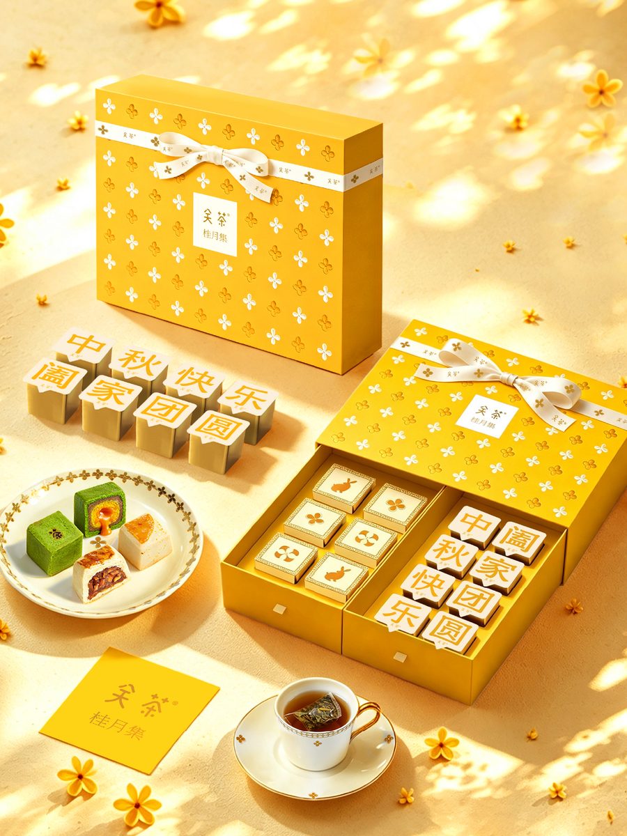 关茶®桂月集 · 月盈（茶立方·桂月烧·桂花茶）